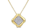 1/5 Carat (ctw) Diamond Square Pendant Necklace in Yellow Plated Silver with Chain